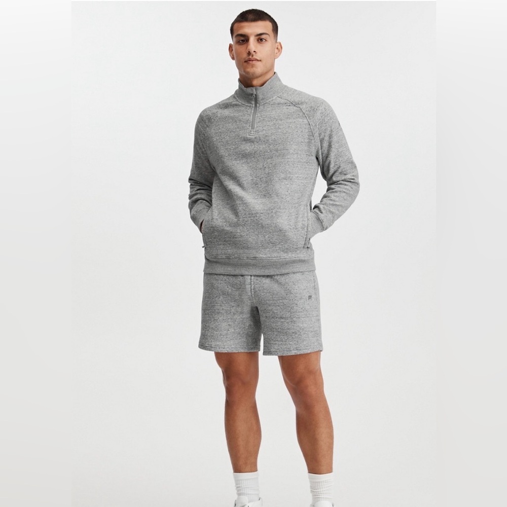 Fabletics Men’s The Go-To Quarter Zip, Mid Gray Heather, Men’s Size Medium